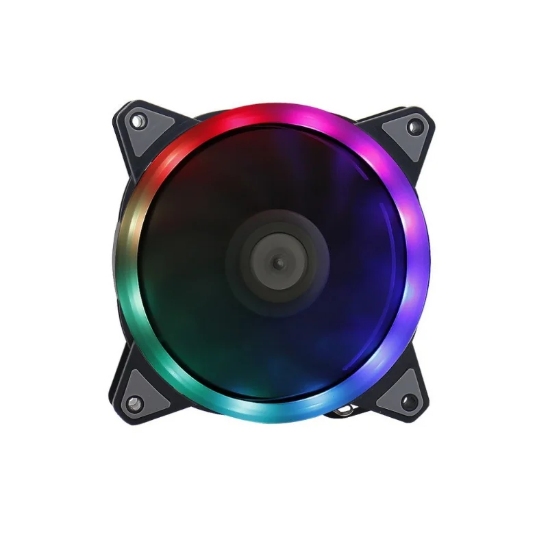 

12025 12cm double loop RGB cooling fan box fan without remote control color programming rainbow LED lights and controller