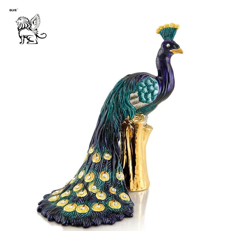 Decorative Garden Resin Fiberglass Peacock Standing On Branch Statue