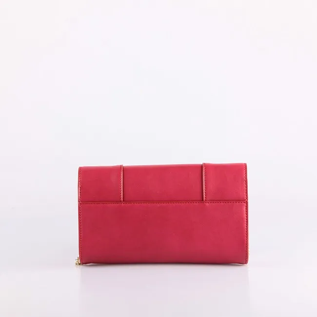 4441-Chain shoulder strap genuine leather clutch purse women wallet ladies