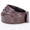 BY Men's Custom Designer Automatic Belt Strap in 100% Real Leather Embossed Check Pattern 35mm Wide