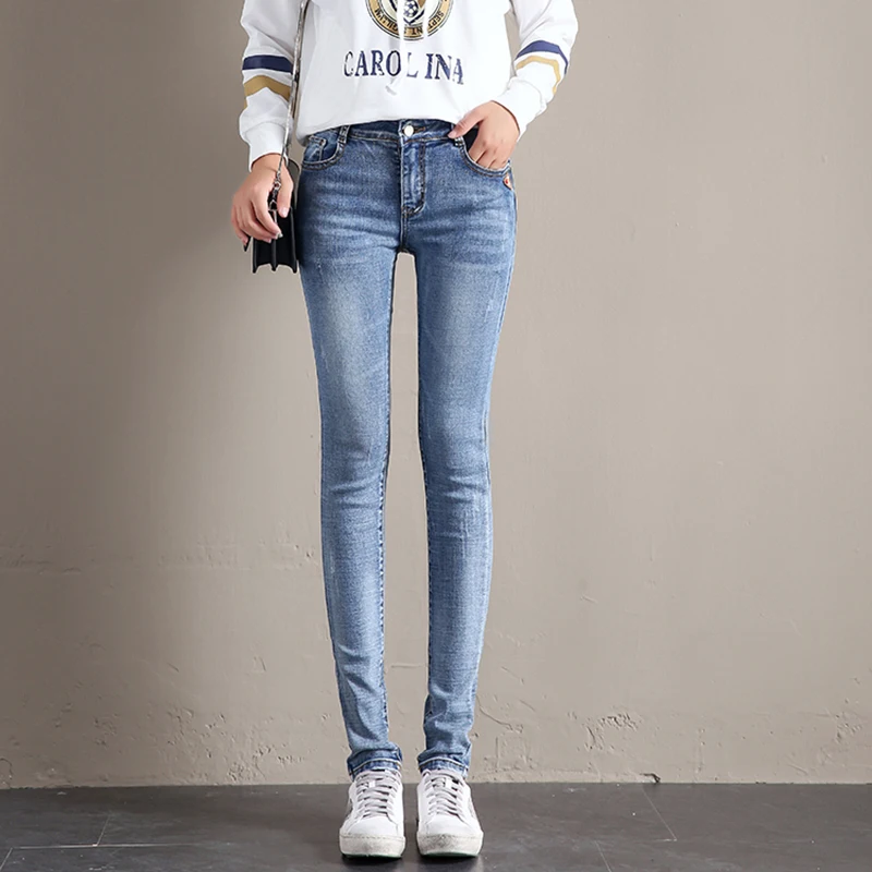 

2019 Women's Jeans Woman Trousers High Waist Straight Jeans Pencil Female Elasticity Denim Pencil Pants Plus Size, Black;light blue;dark blue jeans