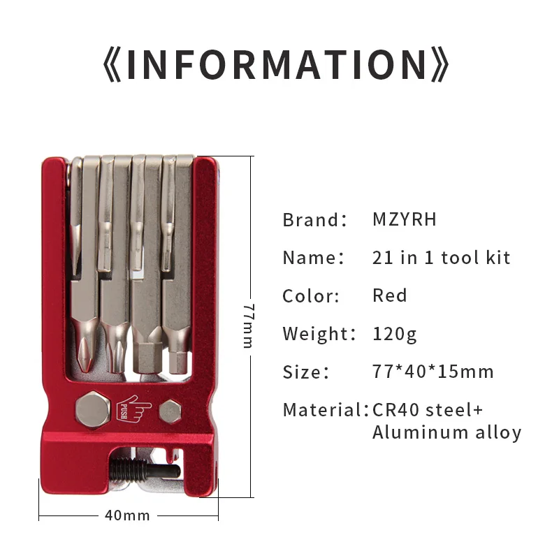 20 In 1 Bike Tool Kit Hex Key Chain Removal Tools Screwdrivers Tyre