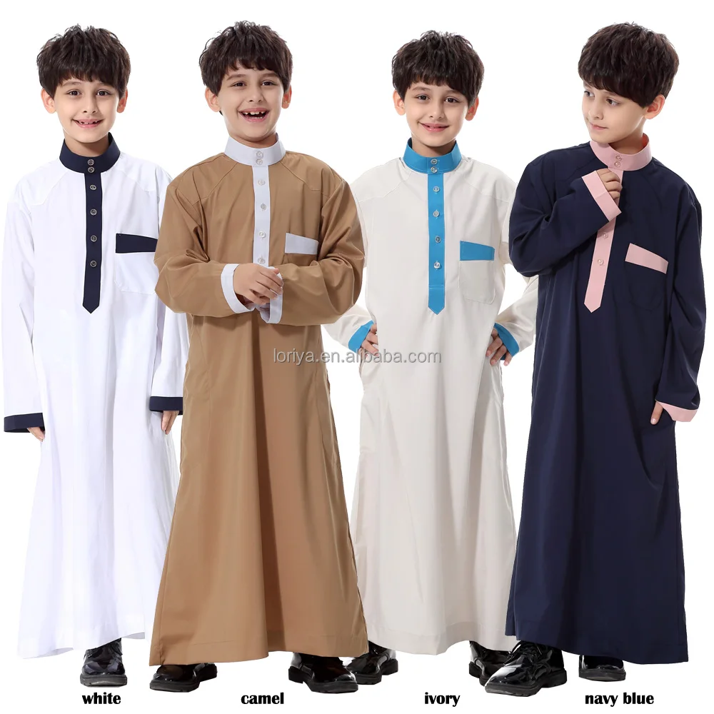 

Top quality children dress islamic clothing kaftan boy abaya muslim long dress kids abaya, White;camel;cream;blue