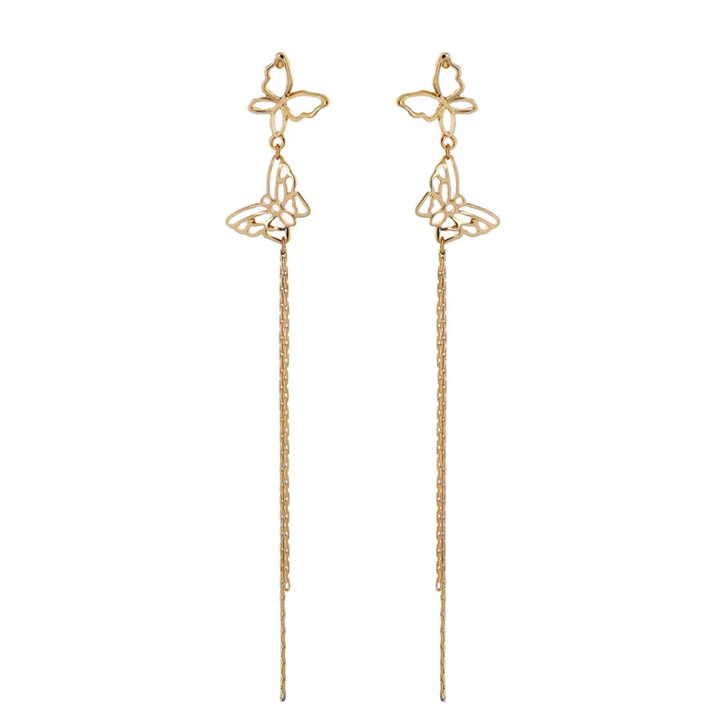 

ed01656c Beautiful Gold Earrings Design For Ladies Butterfly Earring Fringe