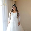 Bridal Lace Cheap Off The Shoulder Sweep Train Plus Size Wedding Dress With Long Sleeves