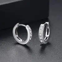 

LUOTEEMI Wholesale High Quality Luxury Rhodium Plated CZ Jewelry Popular Hip Hop Design Small Hoop Earrings for Women