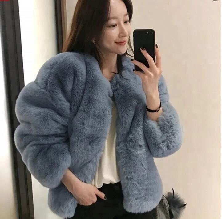 Factory Best Quality Fake Fur Coat Short Solid Color Winter For Women Girl