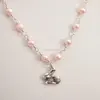 blush pink freshwater pearl easter necklace girl gift sterling silver bunny jewelry