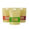 Recyleable Composite Materials Stand Up Ziplock Pouch Handle Kraft Paper Coffee Bag