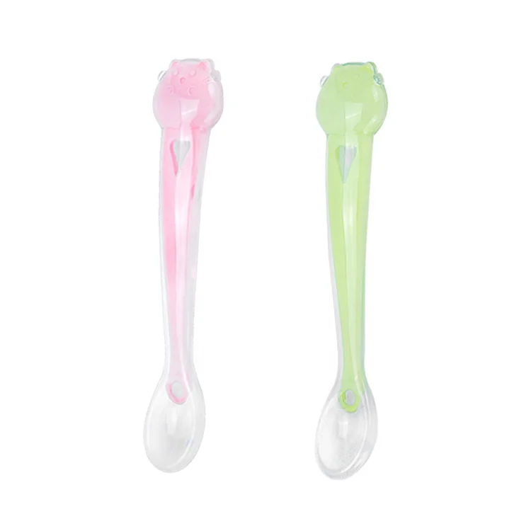 

Amazon Hot Sale 100% Safety Non-toxic Baby Silicone Spoon For Training, Pink;green