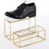Metal Stainless Steel Titanium Gold Cube Display Stand Acrylic Shoes Riser Shoe Display Case For Display Shoes