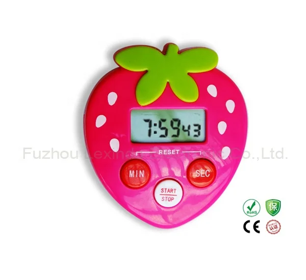 

Special design strawberry shape digital count down kitchen timer,refrigerator countdown timer, Custom requested