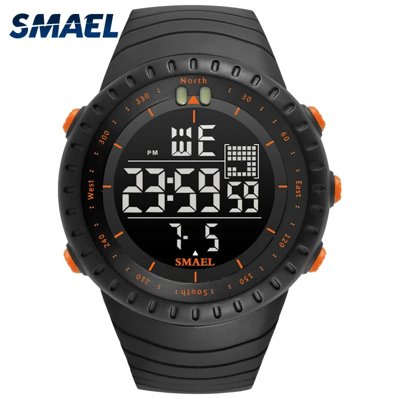

SMAEL 1237 waterproof cool men watch, Gold;rose gold;blue;orange;red;dark blue;sliver;green