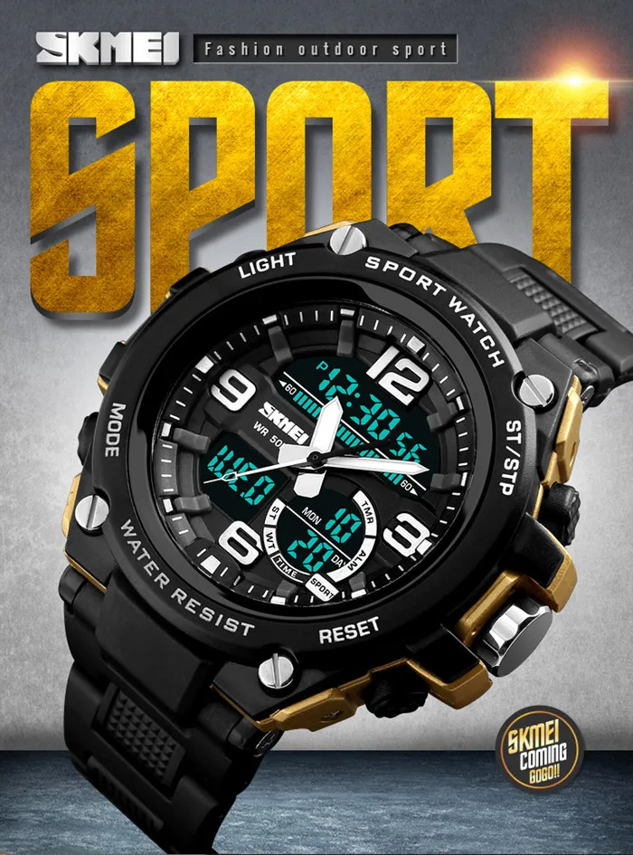 Wrist Watch Manufacturers Logo Custom Skmei Sport Men Dual Time Digital