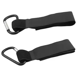 Image of Aluminum alloy stroller hook with strap stainless snap hook carabiner