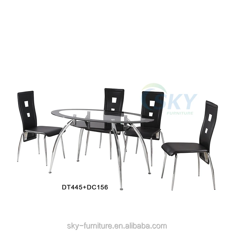 Oval Gl Table With Chrome Metal Legs Dining And Chairs Set Chair Oval Gl Table With Chrome Metal Legs Dining And Chairs Set Chair