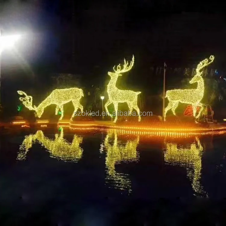 New Custom Decor Lighting Christmas Reindeer Santa Sleigh Light Up,Outdor Christmas Lights