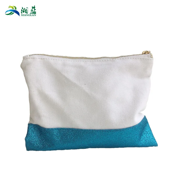

Blank wholesale high quality shiny canvas cosmetic bag glitter cosmetic bags, Red, pink, blue, black etc.
