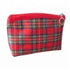Personalized Coin Purse Fashion Red Wallet Short Check Pattern Cotton Small Mini Coin Purse