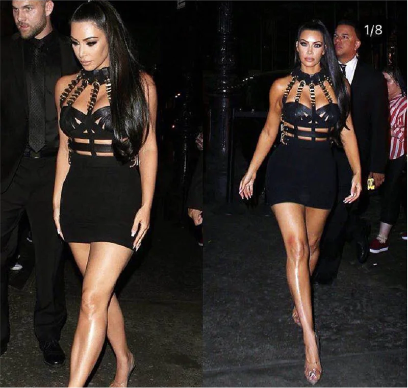 CELEBRITY SEXY CHOKER TRANSPARENT STRAPS HOT CHIC CLUBWEAR LADIES PARTY DRESS