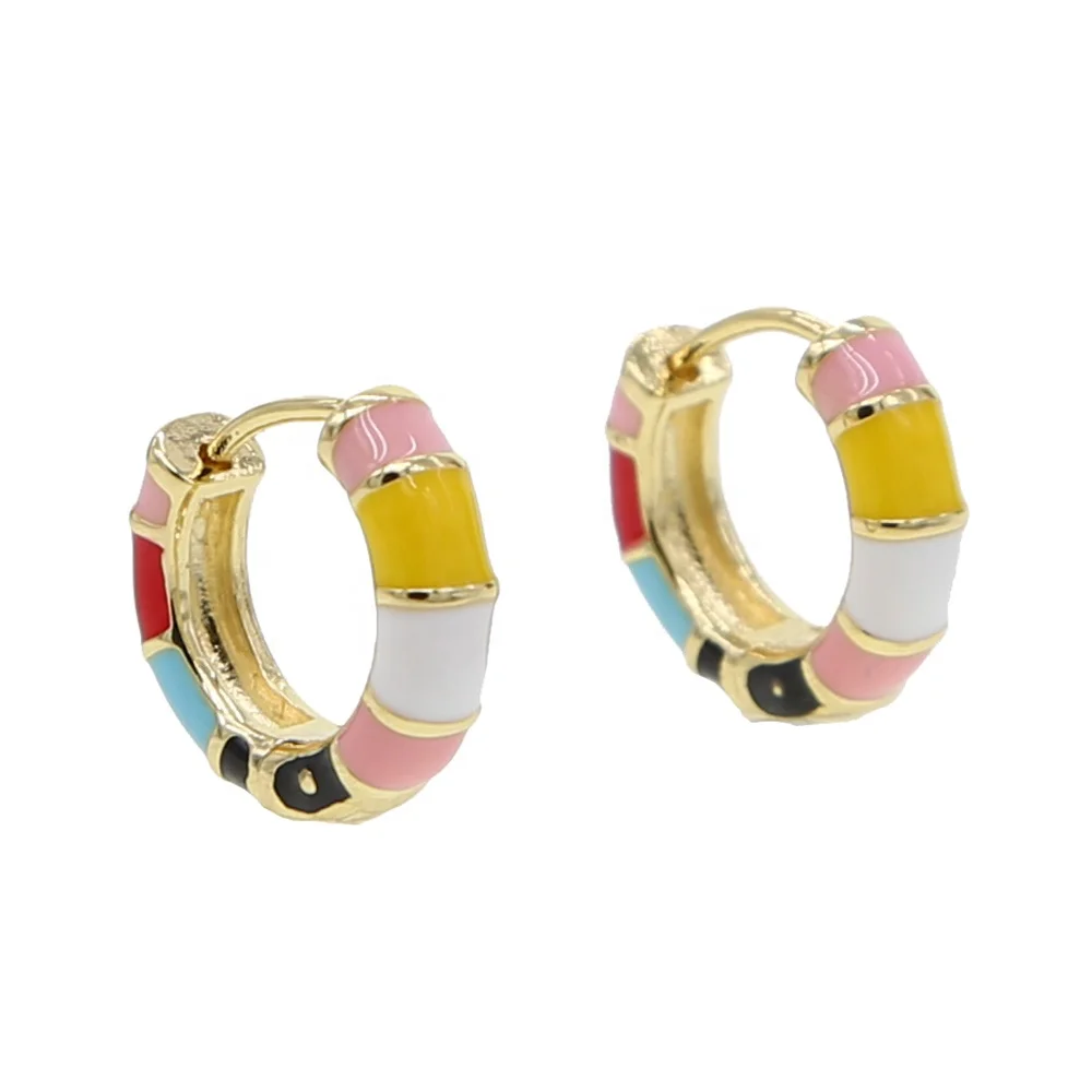 

pinky white pastel enamel colorful huggie hoop earring, Picture