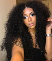 

250% density Kinky Curl Style and Human Hair Material very long hair wigs