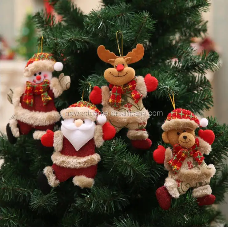 

Christmas tree accessories Christmas dolls dancing old snowman deer bear cloth puppet small hanging gifts