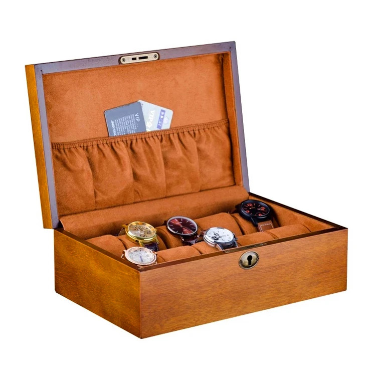 

Custom Matt Lacquer Solid Wooden Velvet OEM Watch Packing Box, Brown/customized