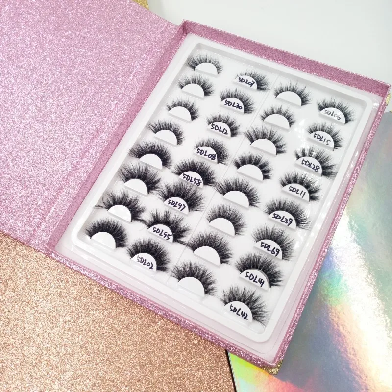 

FDshine 16pairs Lashes 5D Real Mink Regular Eyelashes with Lashes Book, Black, other colors can custom