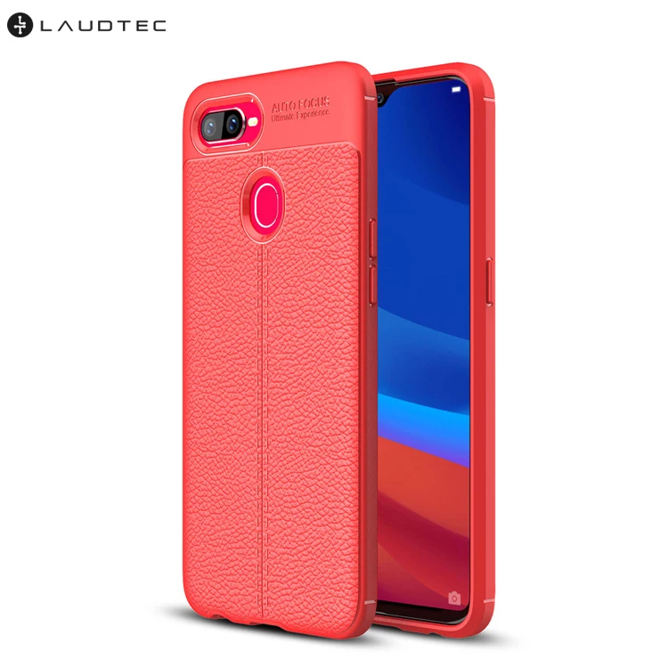 

Laudtec Litchi Leather Pattern Silicone TPU Back Cover Case For oppo F9, Black;blue;red;gray