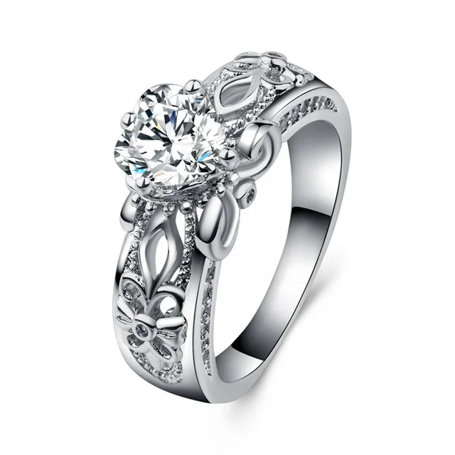 

Hot Fashion Heart-shaped Rings Inlaid Zircon Euramerican Elegant Female Hollow Design Zircon Wedding Rings Jewelry anillos