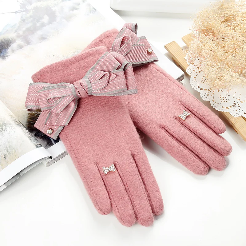 
Wholesale ladies phone touch knitted cashmere thicken gloves 