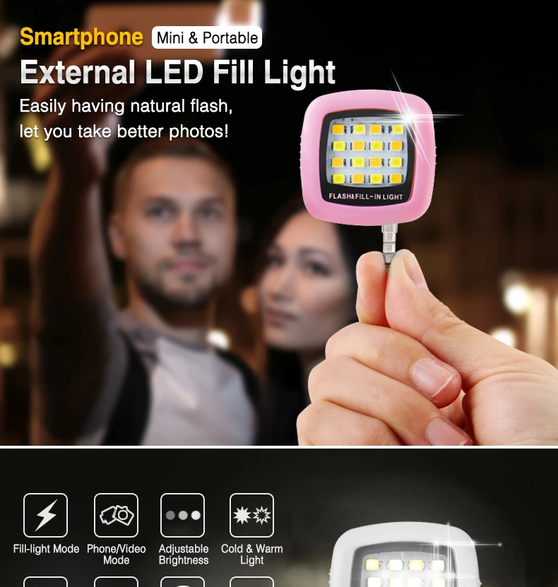Anillo de luz LED para Selfie Teléfono Celular móvil portátil universal de la Cámara Flash Video