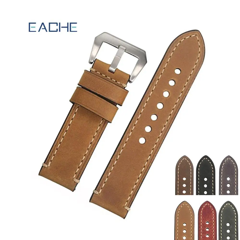 

Crazy Horse Oil Tanned Leather Watchband brown genuine leather watch band, Black;dark brown .light brown;grey;green;tan