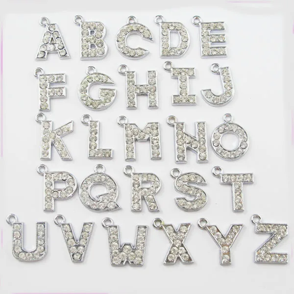 

JFL1019 15mm Bling Rhinestone crystal alphabet initial letters charms,letter pendant charms