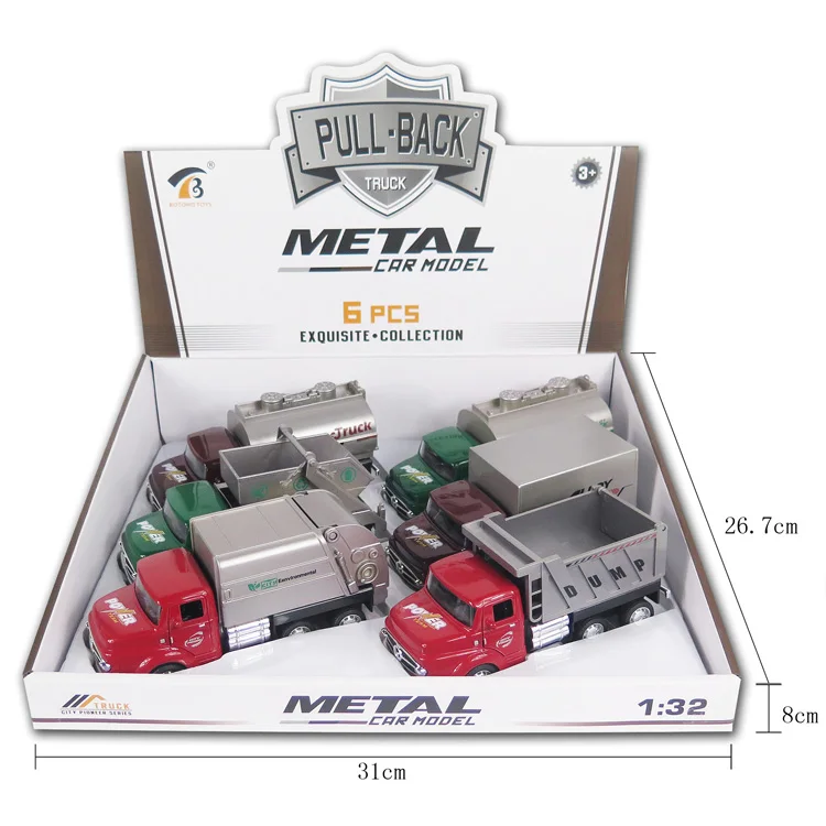 Toy Vacuum Truck Custom Logo 1/50 1/32 Scale Model Door Open Pull Back