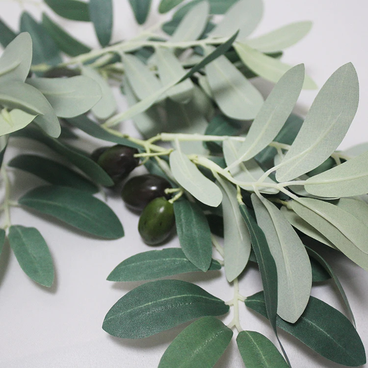 Artificial Green Leaf Plant Silk Olive Tree Branch Foliage Artificial