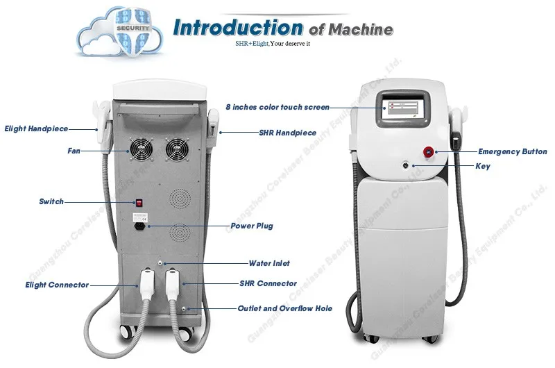 handled shr ipl hair removal laser machine with 650 - 950 nm wavelength