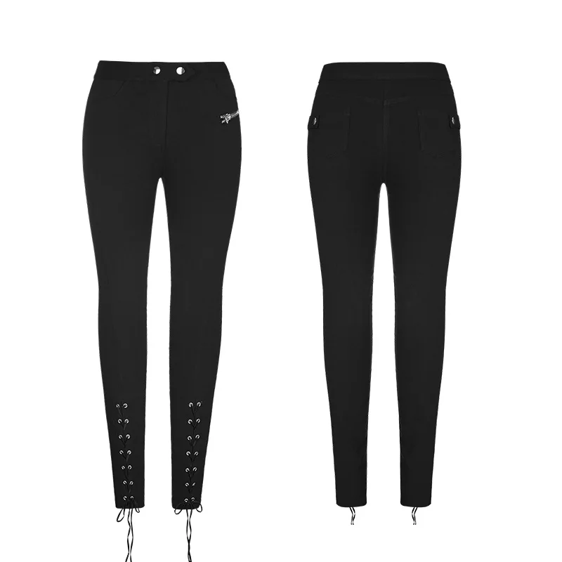 PK-145 Girls new design lace-up tapered leg cotton skinny trousers