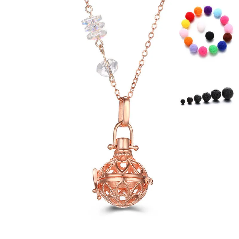 

AB Crystal Beads Stainless Steel Chain Heart Perfume Fragrance Aromatherapy Essential Oil Diffuser Locket Necklace, Picture