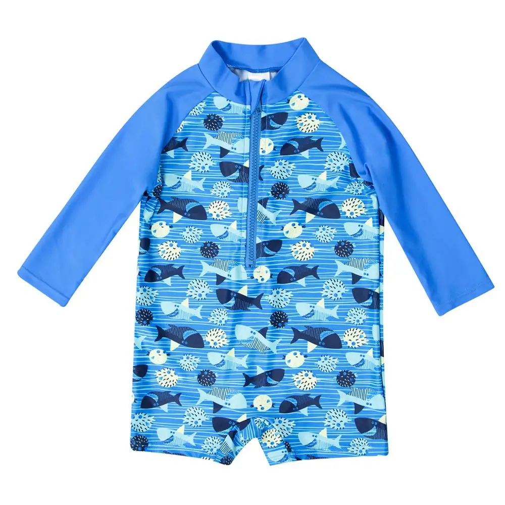 

New Arrival Swimsuit Kid Custom Rash Guard Black Cute Beach Wear, Blue