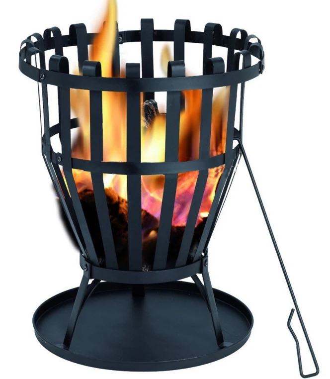 

Round Steel Firewood Basket Korean Charcoal BBQ Japanese Fire pit, Black