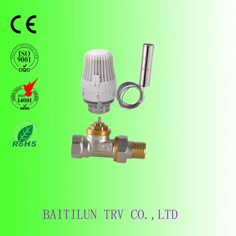 Remote Control Thermostatic Radiator Actuator Valve With Straight Valve