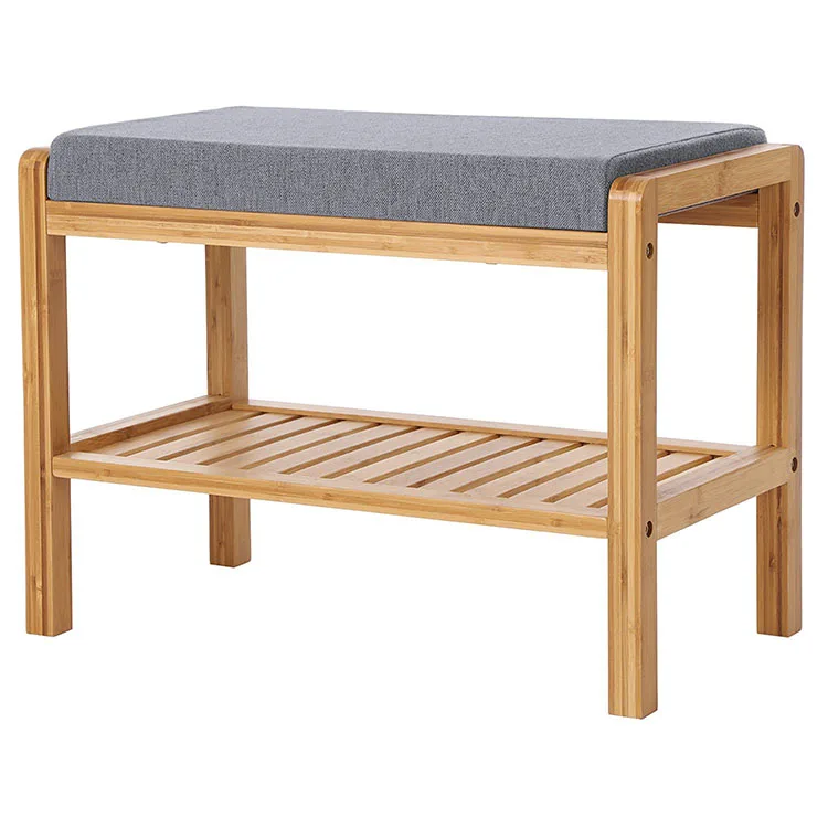 100% Natural Bamboo Wood Outdoor Shoes Rack Bench With Seat