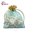 Polka Dot Printed Jewelry Drawstring Pouches, Custom made Satin Organza Bags For Package