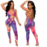 

B-LZ584LZ Sexy 2019 Woman Tye Tie Dye Backless Skinny Jumpsuit