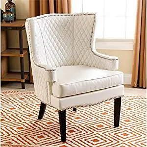 Abbyson Living Olivia Quilted Leather Armchair in White