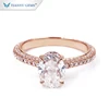Tianyu gems oval shaped crushed ice cut moissanite gemstone claw setting rose gold wedding ring