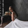 Plain Sleeveless Chiffon Lace Bridal Gowns Wedding Dresses 2019