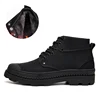 Wholesale winter men's plush lining warm cotton shoes, high-top leather work shoes, medium motorcycle boots martin boots